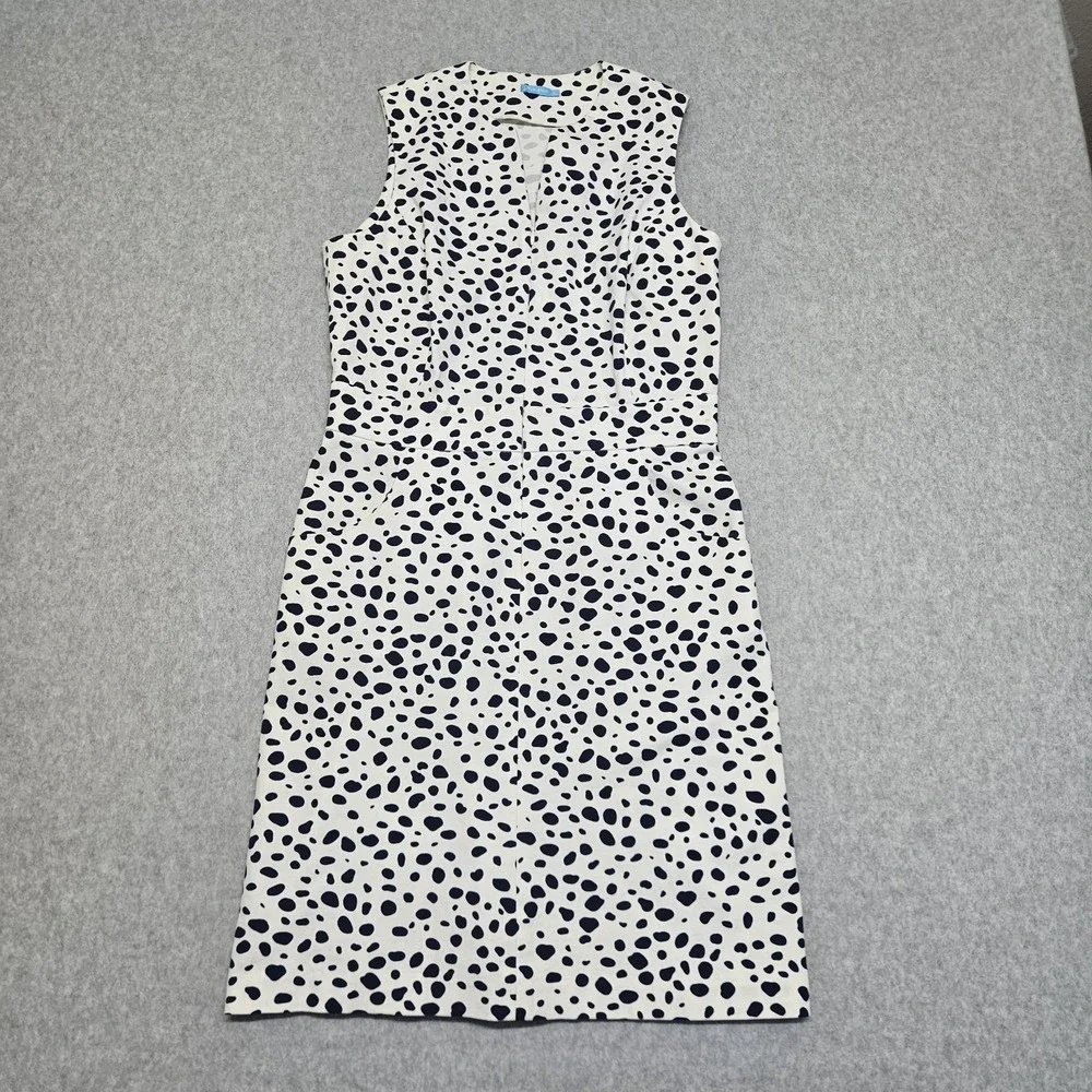 J McLaughlin Hudson‎ Dress Size 6 Zip Front Pockets Polka Dot Stretch Fitted